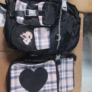 "Black & Pink School Backpack – Lightweight Student Bag "